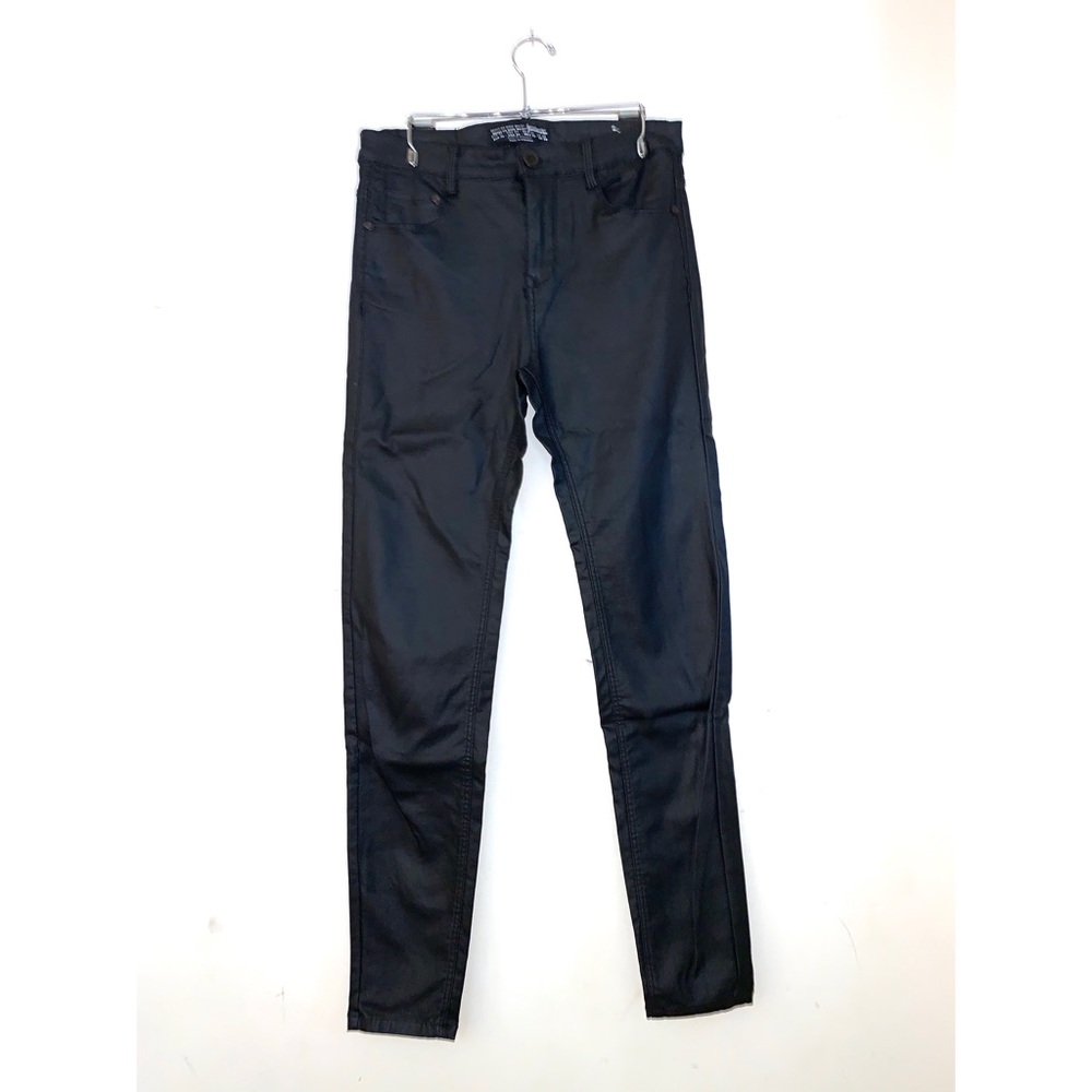 Stradivarius Black Pleather Jeans View 2